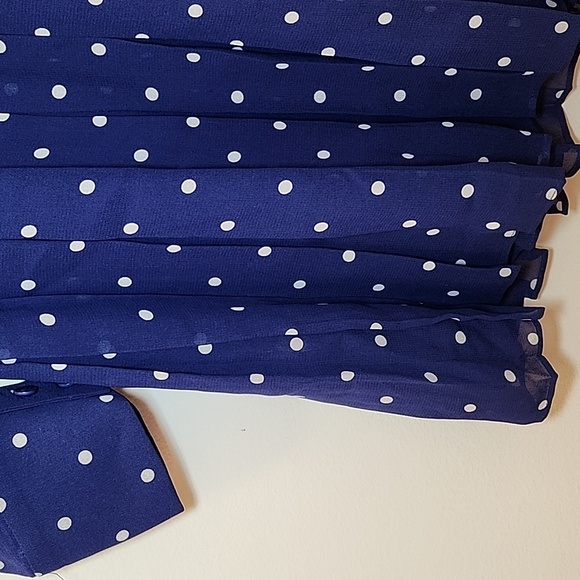 Reformation Tamia Mini dress navy Danube polkadot pattern black collar Sz 0 - Picture 10 of 16